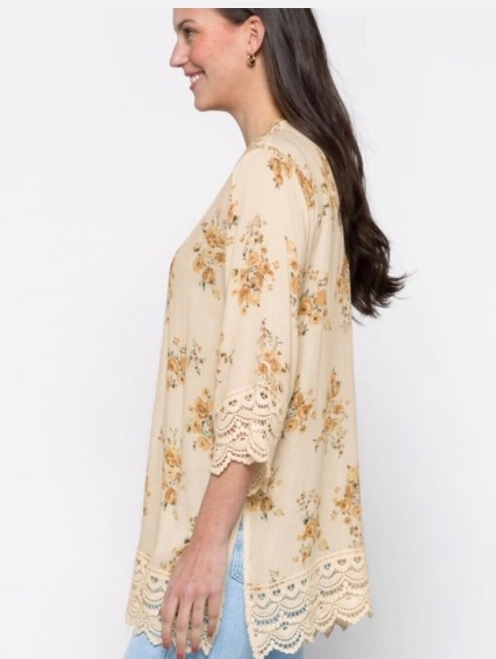 Stitch Fix Mason & Belle Laria Crochet Detail Open Front Woven Off-White Top S